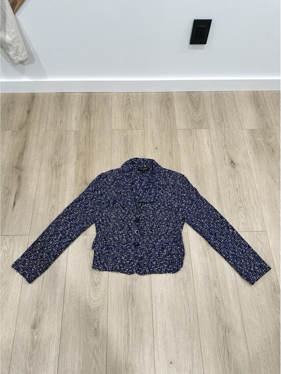 St. John Jackets & Blazers - ST.JOHN Size 12 Blue Knit Jacket Blazer